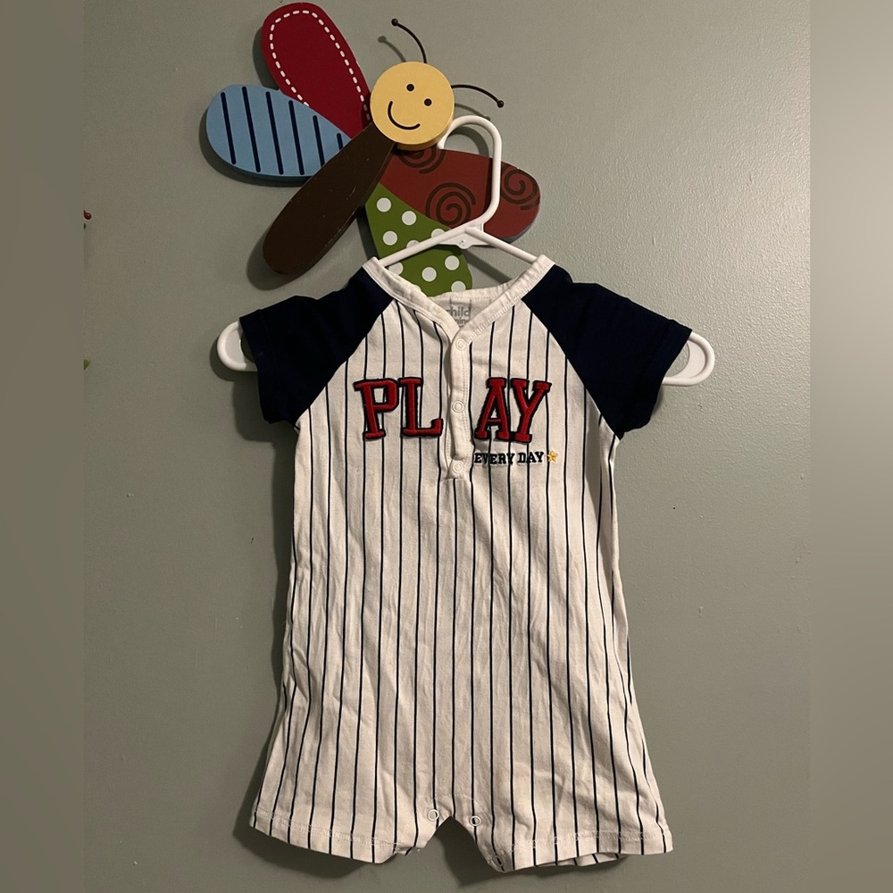 Striped Baby Romper Short Sleeved Sports Baseball